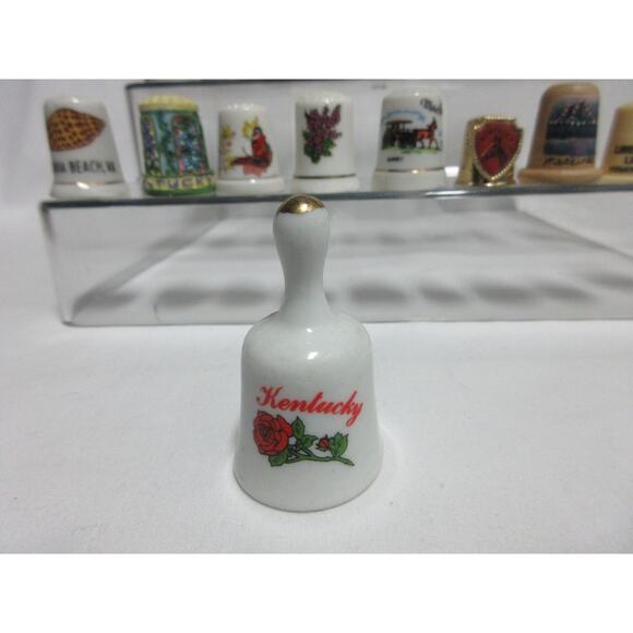 Vintage Thimble Lot Of 27 Assorted Shapes and Themes + Small Bell - Picture 9 of 9